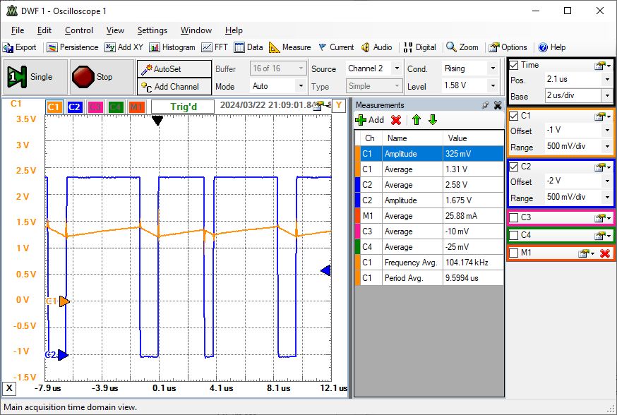 Oscilloscope picture BASYS3